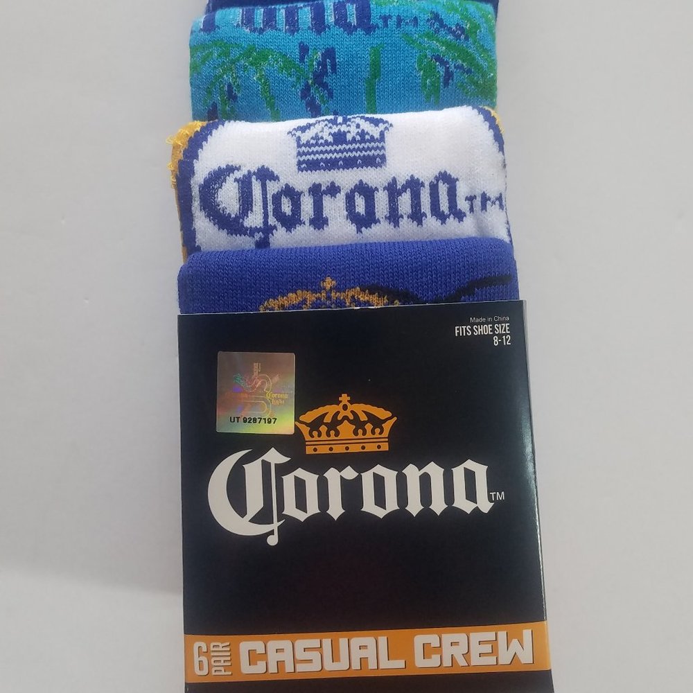 Corona beer Mens casual crew socks 6 pair new